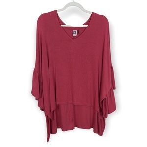 ANTHROPOLOGY Akimi+ Kim Comfy Pink Oversized Ruffle Top size XS/S